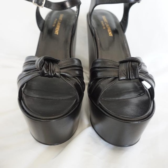 Saint Laurent Black Candy Paris Ysl Leather 85 Tie - Picture 8 of 11